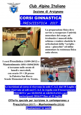 Corsi ginnastica presciistica 2017