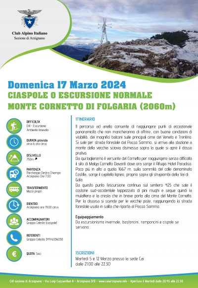 Monte Cornetto di Folgaria - Ciaspole - 17 marzo 2024