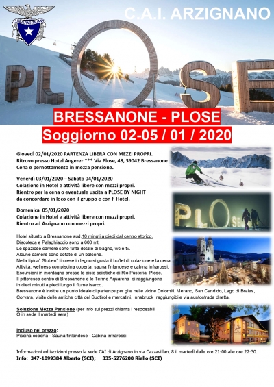 BRESSANONE - PLOSE dal 02 gennaio 2020 al 05 gennaio 2020