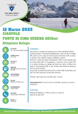 Forte di cima Verena 2015mt - Ciaspole - 12 marzo 2023