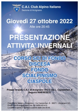 PRESENTAZIONE ATTIVITA&#039; INVERNALI 2022-2023