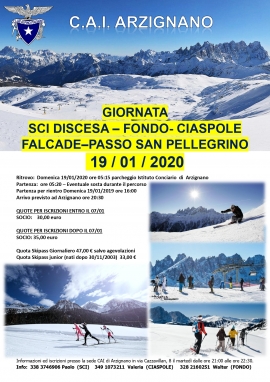 FALCADE - PASSO SAN PELLEGRINO - SCI DISCESA / FONDO / CIASPOLE - domenica 19/01/2020