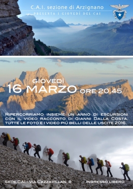 Proiezione Video/racconto uscite 2016